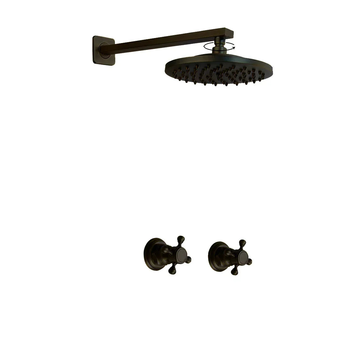 DecorBites™ Antique Brass Round Wall Mounted Rainfall Shower Faucet Set with 2 Handles