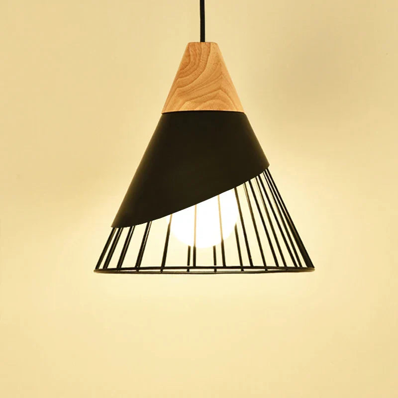 DecorBites™ Industrial Loft Wood Pendant Light, Nordic Iron Hanging Lamp for Kitchen, Bedroom, Dining Room