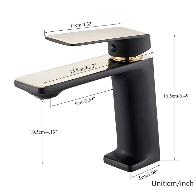 DecorBites™ Black Gold Basin Faucet: Stylish Deck Mounted Bathroom Sink Faucet with Gold Handle