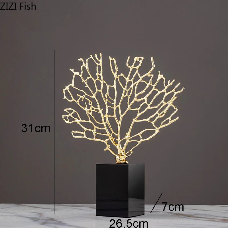 DecorBites™ Alloy Coral Crafts on Crystal Base for Stylish Desktop Decor