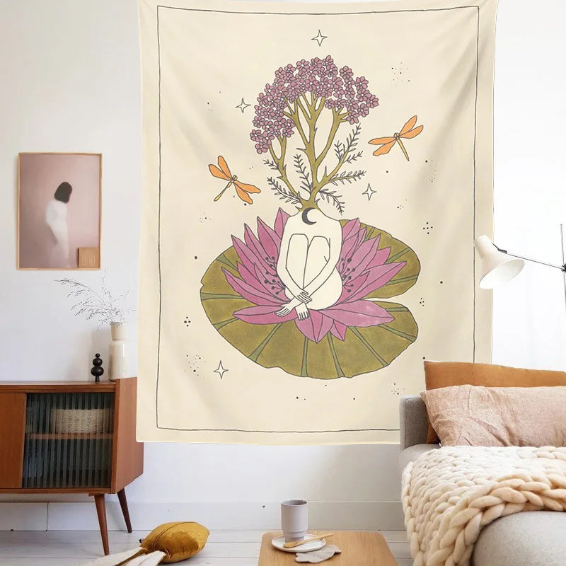 DecorBites™ Astrology Tarot Card Tapestry Sun Moon Goddess Wall Hanging Décor