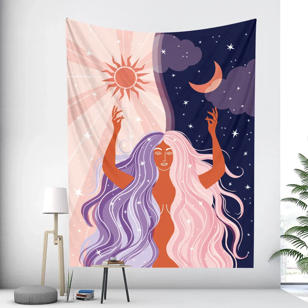 DecorBites™ Bohemian Moon Tarot Tapestry for Home Decor and Yoga Mat