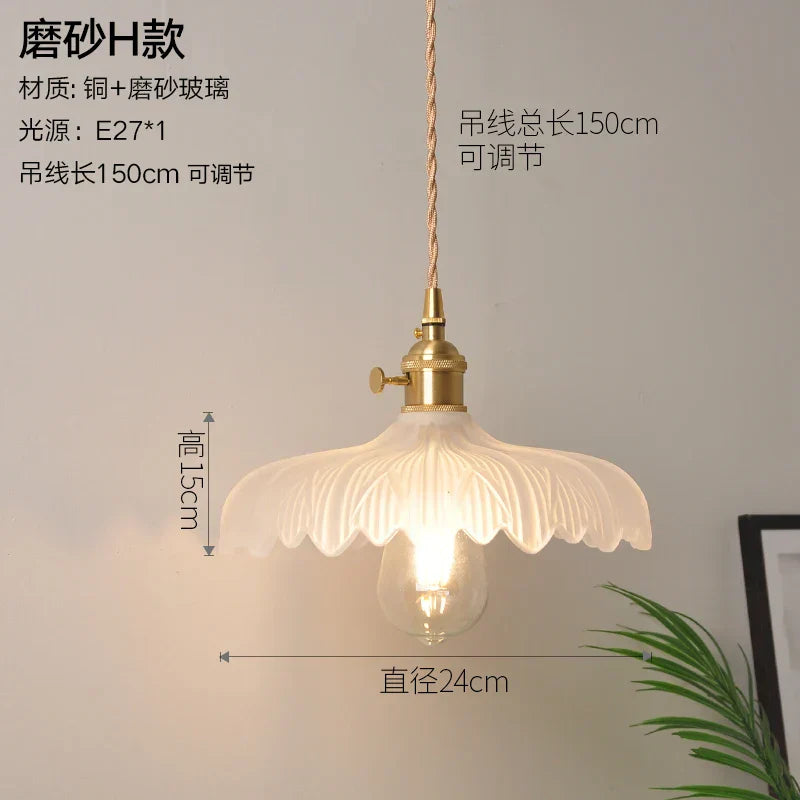 DecorBites™ Glass Copper Pendant Light: Modern Nordic Style Hanging Lamp for Kitchen, Dining, and Living Room