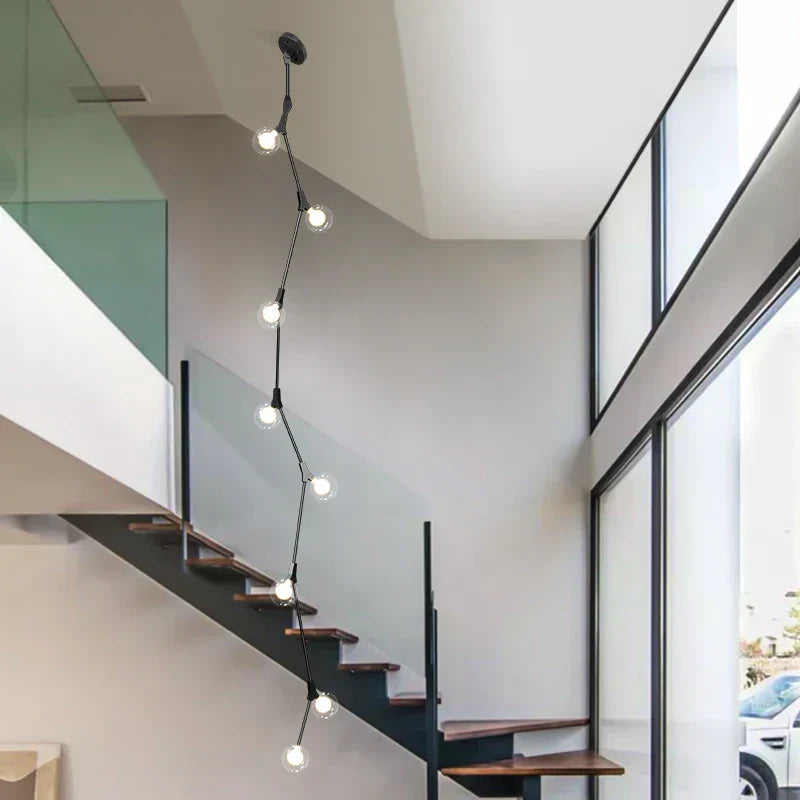 DecorBites™ Glass Ball Chandelier for Villa Hotel Staircase Decor
