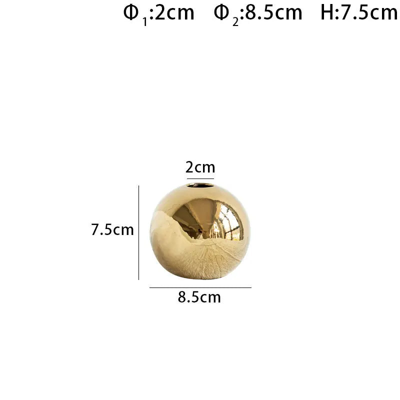 DecorBites™ Golden Ball Ceramic Vase Home Decor Crafts Flower Pot Art Hydroponic Ornament Gift