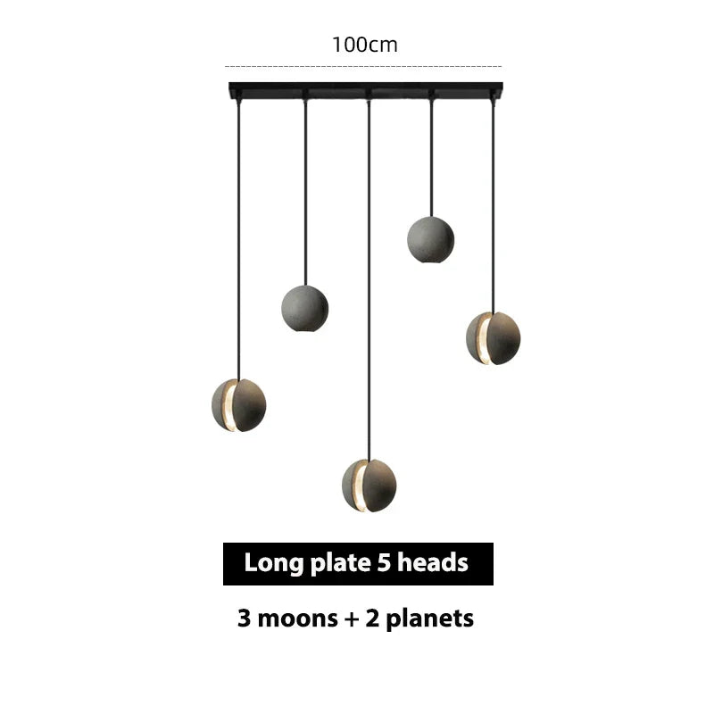DecorBites™ Cement Pendant Light | Nordic Design Moon Planet Hanging Lamp for Dining Room