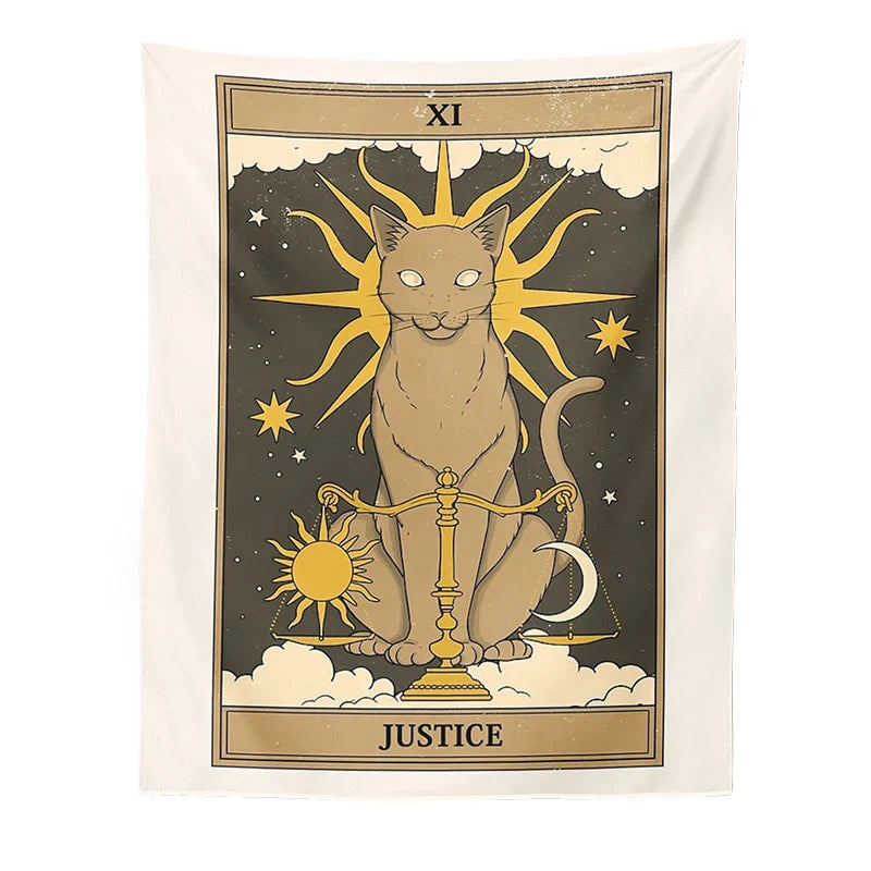 DecorBites™ Cat Divination Tarot Card Tapestry Moon Phase Wall Hanging Décor