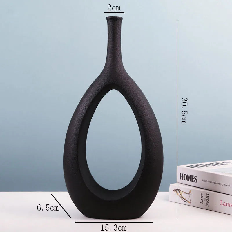 DecorBites™ Ceramic Vase Nordic Style Pampas Grass Home Decor Office Ornament