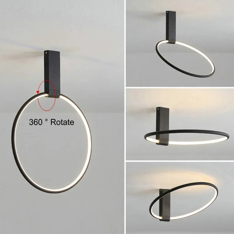 DecorBites™ LED Round Ceiling Lamp Scandinavian Design White Black Gold Metal Aluminum