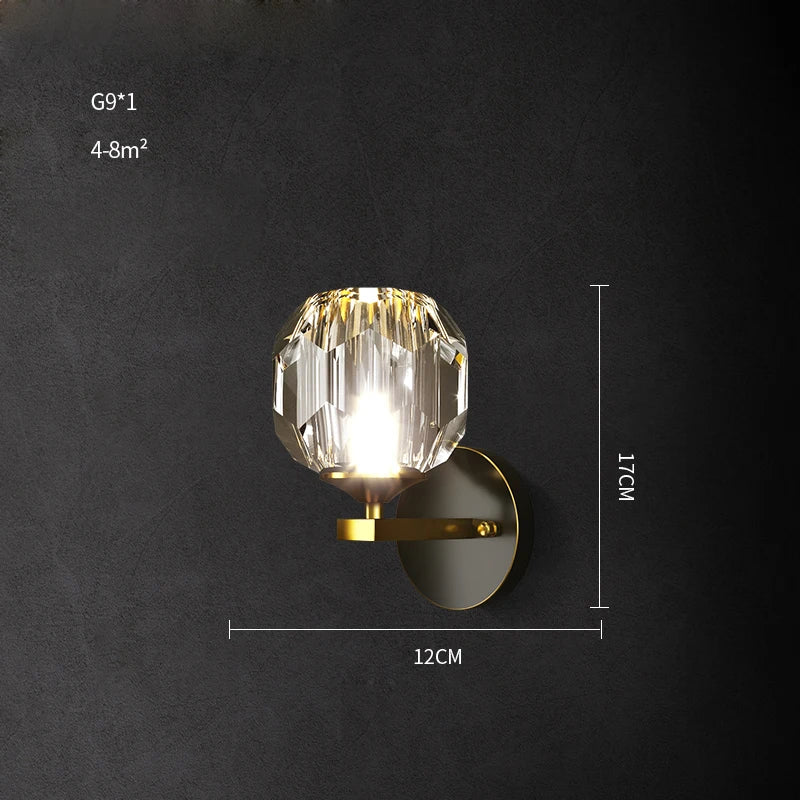 DecorBites™ Crystal LED Wall Sconce for Bedroom Corridor - Designer Black Gold Wall Light