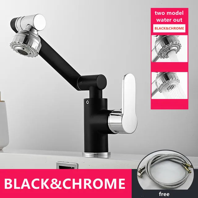 DecorBites™ Gold and Black Bathroom Faucet with Hot Cold Water Mixer - Deck Mounted