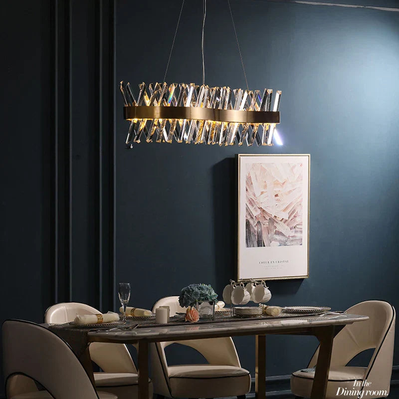 DecorBites™ Gold Crystal LED Chandelier for Dinning Room