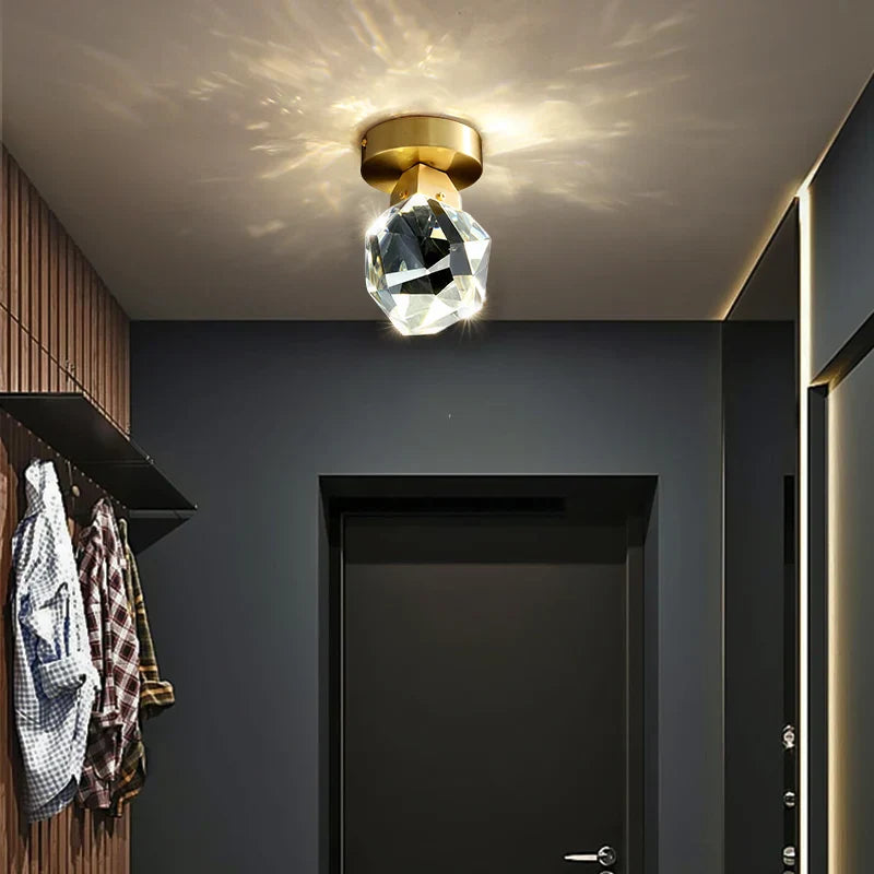 DecorBites™ Crystal Aisle Ceiling Light | Modern & Luxe All-Copper Fixture for Entryway & Cloakroom