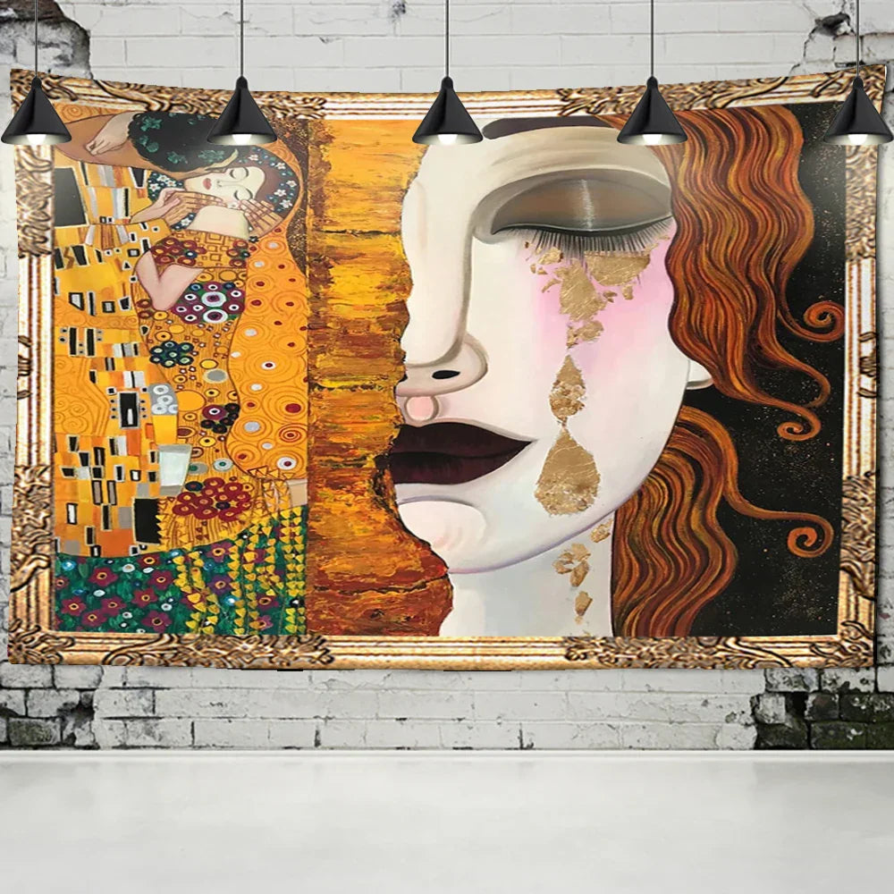 DecorBites™ Bohemian Thai Style Half Face Woman Tapestry Wall Hanging for Living Room Decor