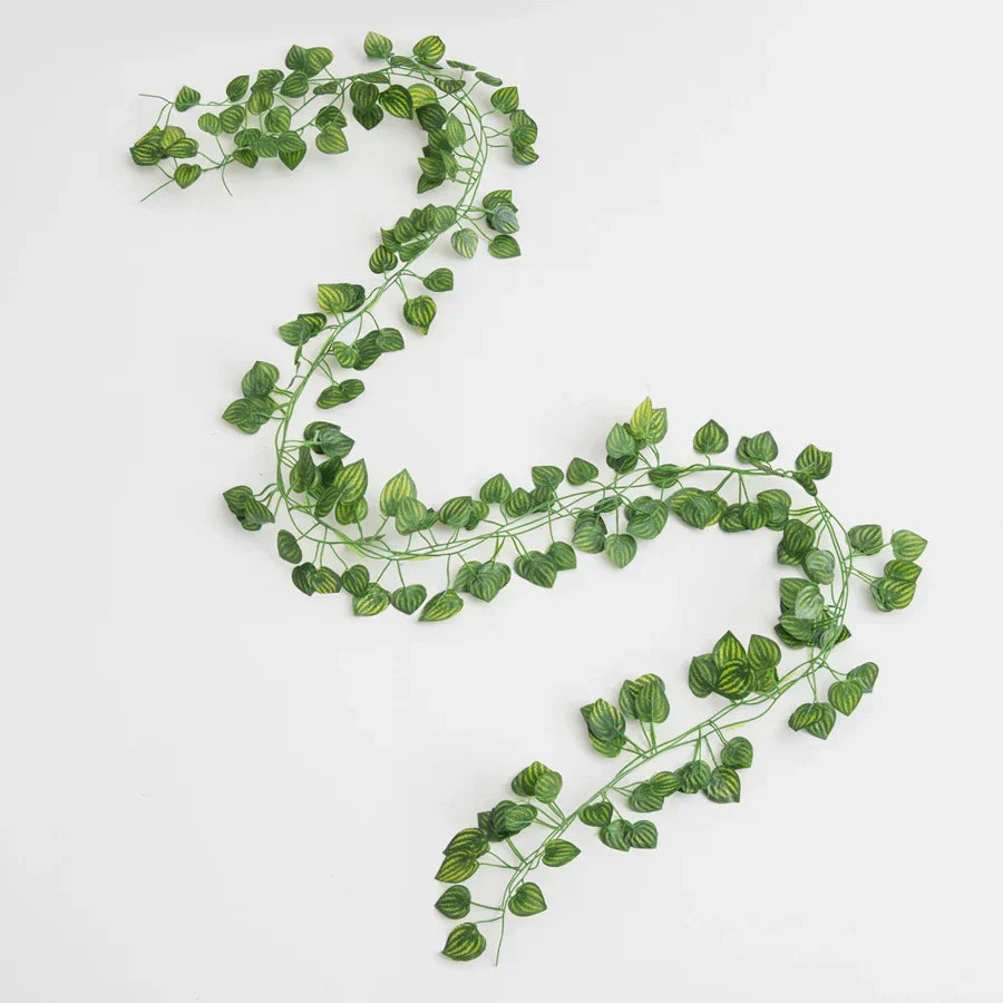 DecorBites™ Artificial Hanging Christmas Garland Green Silk Leaves for Home Wedding Garden