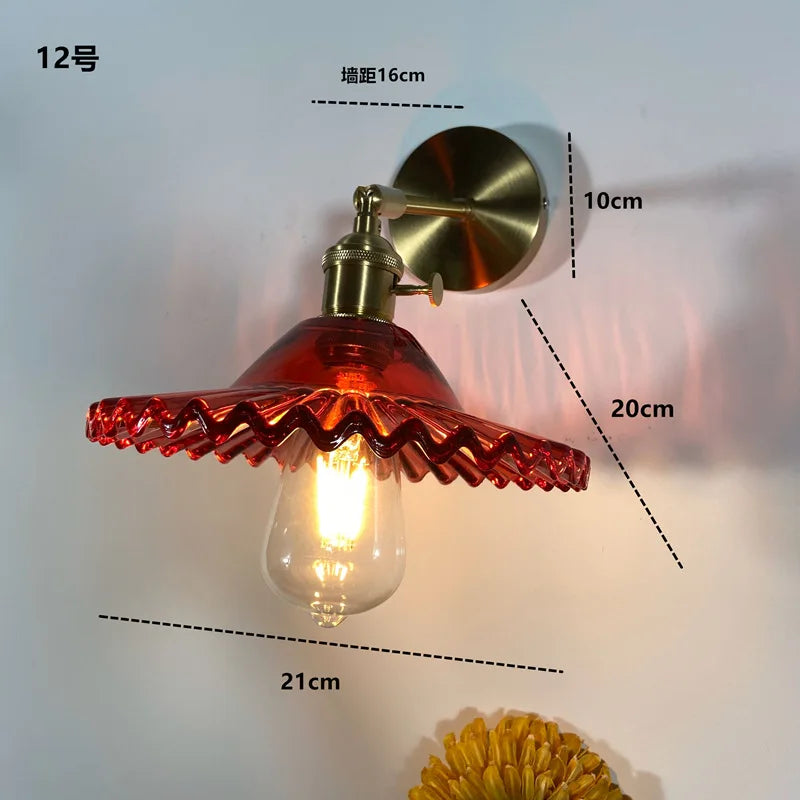DecorBites™ Amber Glass LED Wall Light Fixtures On/Off Switch Nordic Modern Sconce