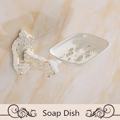 DecorBites™ Aluminum Bath Hardware Set: Shelf, Towel Rack, Paper Holder, Brush Holder, Hooks