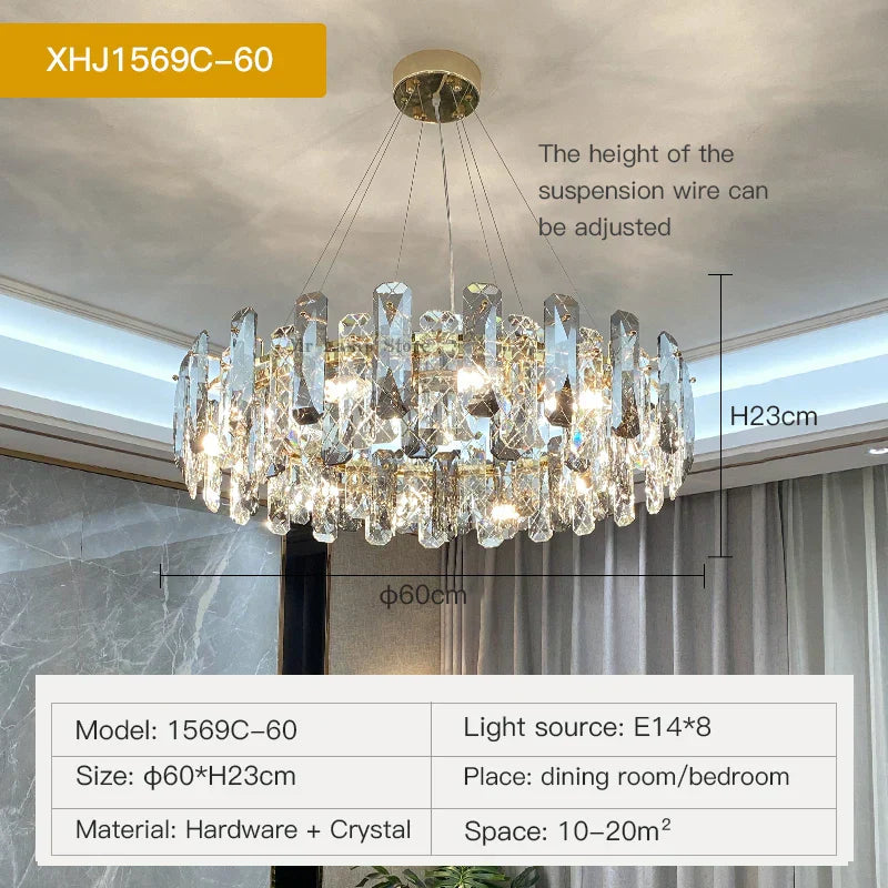 DecorBites™ Crystal LED Chandelier for Elegant Living Room, Dining, Bedroom, Kitchen