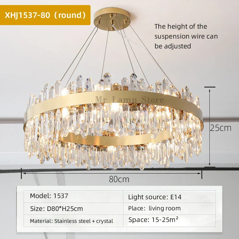 DecorBites™ Crystal Chandelier Pendant Light for Luxury Living Room, Bedroom, Dining, Kitchen & Home Décor