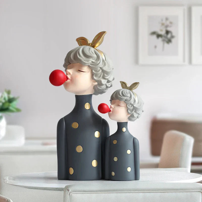 DecorBites™ Bubble Girl Resin Figurines: Modern Sweet Young Girl Decor for Home, Weddings, Birthdays
