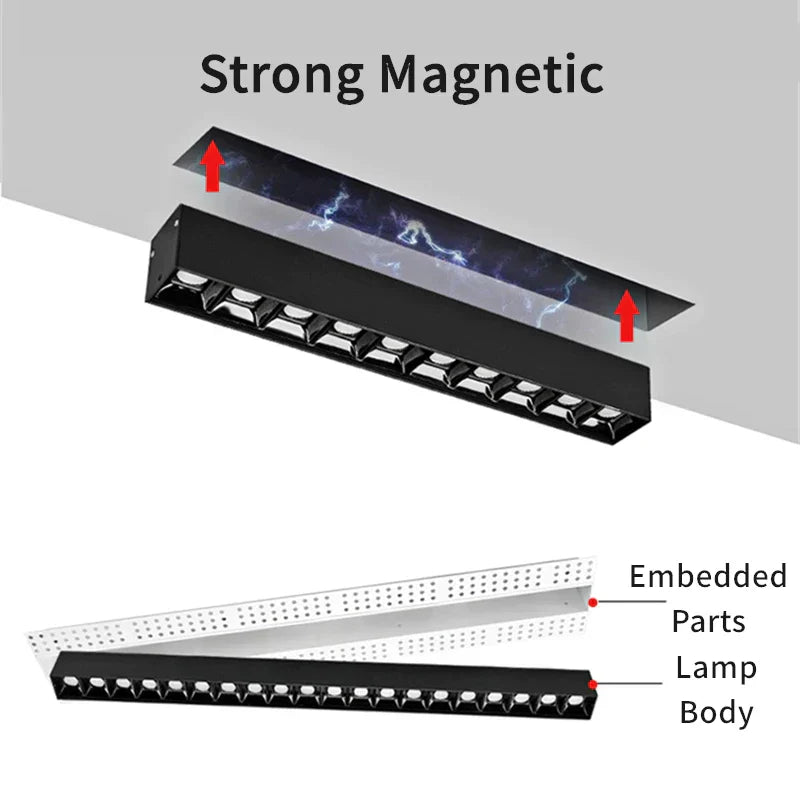 DecorBites™ Led Magnetic Downlight: Modern, Recessed, 90Ra, Indoor Ceiling Linear Grille Spot Lighting