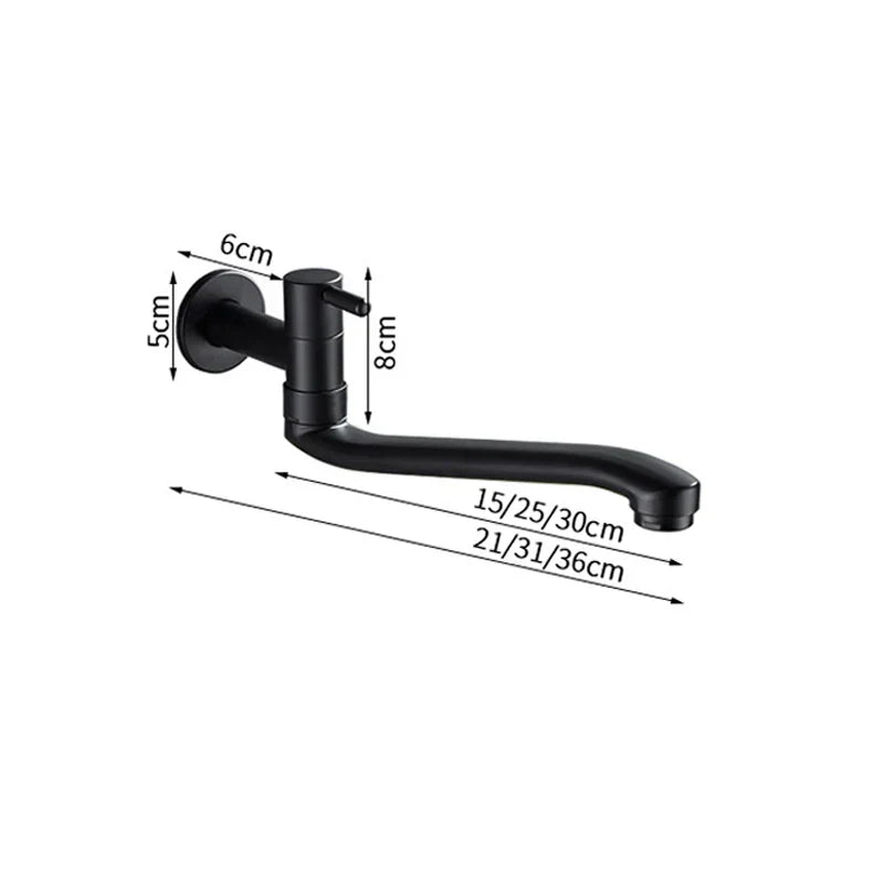 DecorBites™ Black Stainless Steel Swivel Kitchen Faucet 360 Degree Rotation Wall Mounted