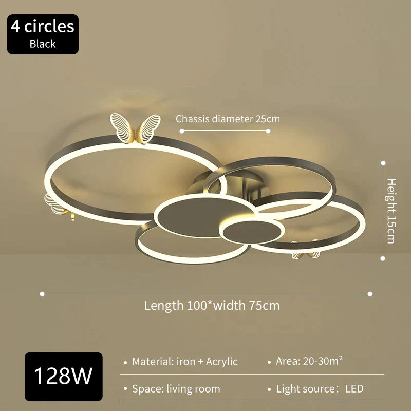 DecorBites™ Butterfly Light: Modern Round Ceiling Lamp for Light Luxury Living Room, 2024 New Model