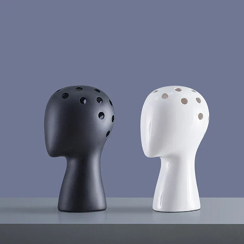 DecorBites™ Human Head Ceramic Vase for Nordic Style Flower Arrangement