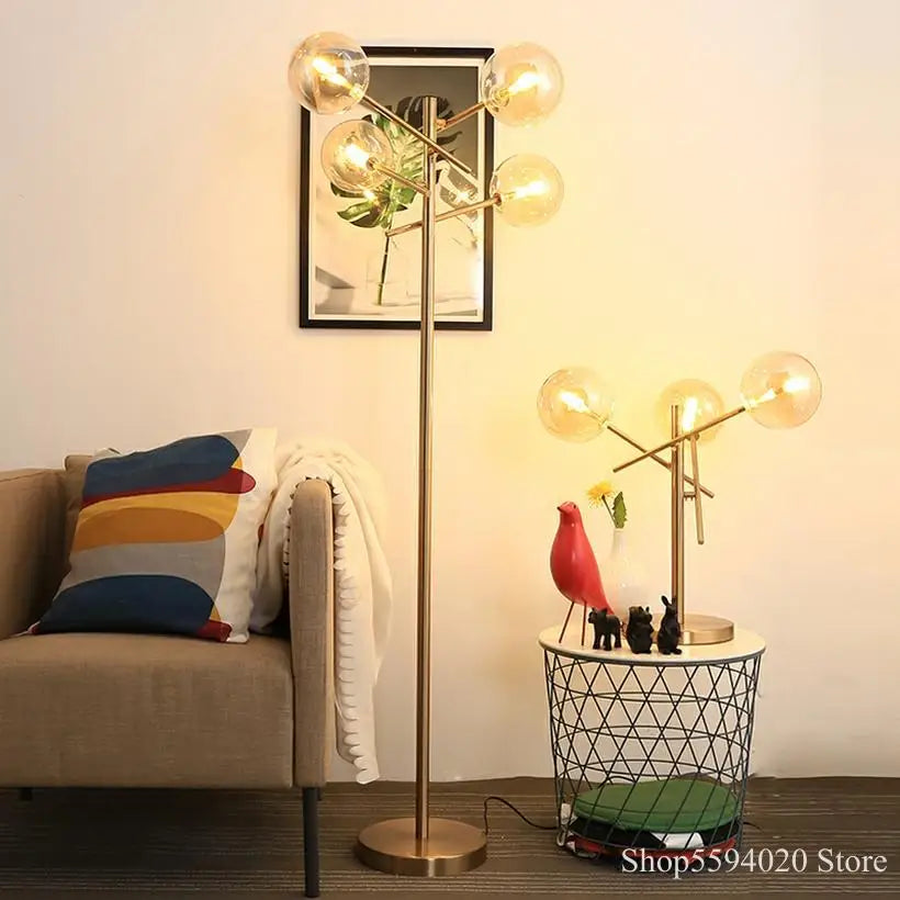 DecorBites™ Glass Bubble Ball LED Floor Lamp Post-modern Nordic Magic Bean Design