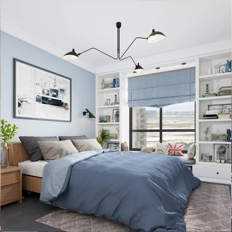 DecorBites™ Black Swing Arm Chandelier | Loft Industrial Adjustable Lighting Fixture