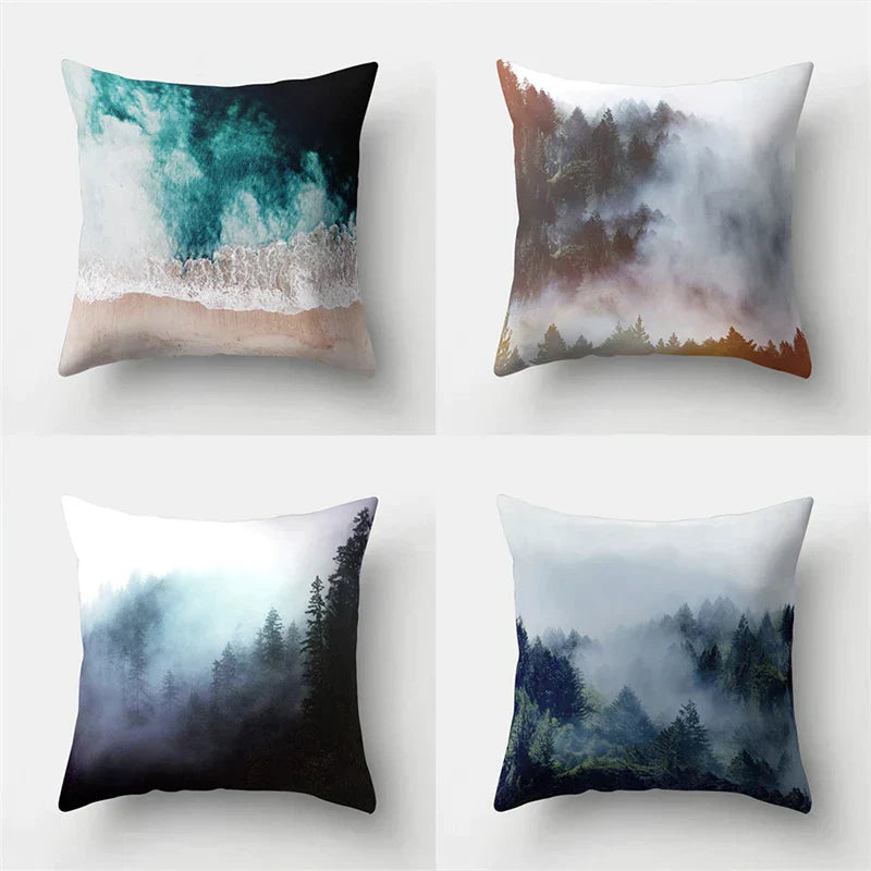 DecorBites™ Green Tropical Leaves Forest Pillowcase - Natural Mountain Ocean Wave Decor