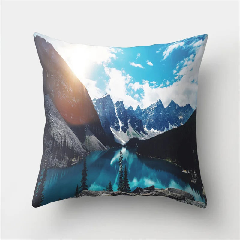 DecorBites™ Green Tropical Leaves Forest Pillowcase - Natural Mountain Ocean Wave Decor