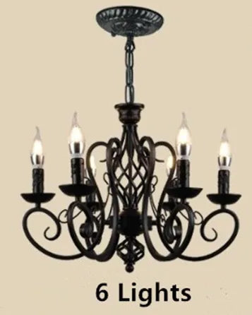 DecorBites™ Black Wrought Iron Loft Chandelier for Living Room, Bar, Restaurant - Retro Industrial Style
