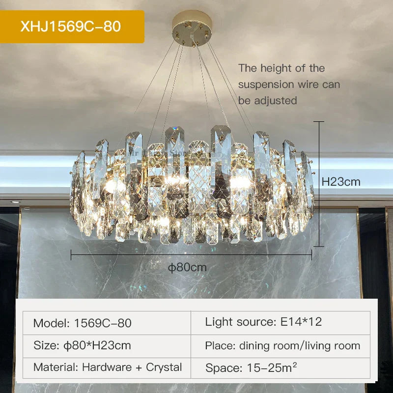 DecorBites™ Crystal LED Chandelier for Elegant Living Room, Dining, Bedroom, Kitchen