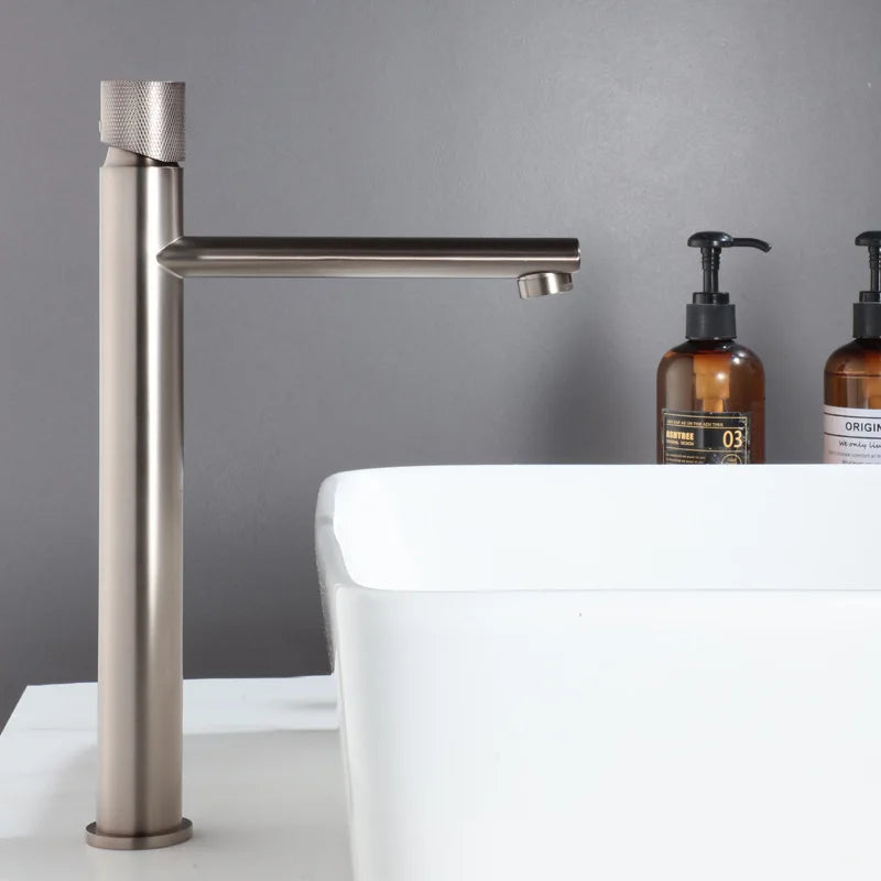 DecorBites™ Brushed Gold Brass Basin Faucet - Cold & Hot Water Mixer Tap