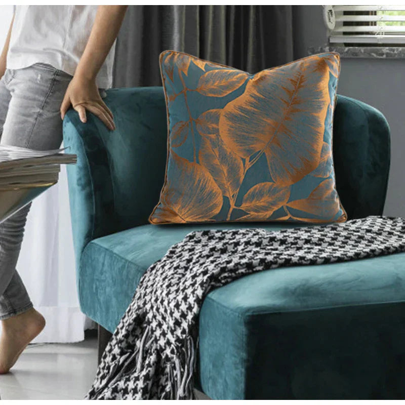 DecorBites™ Banana Tree Leaves Jacquard Cushion Cover 50x50cm