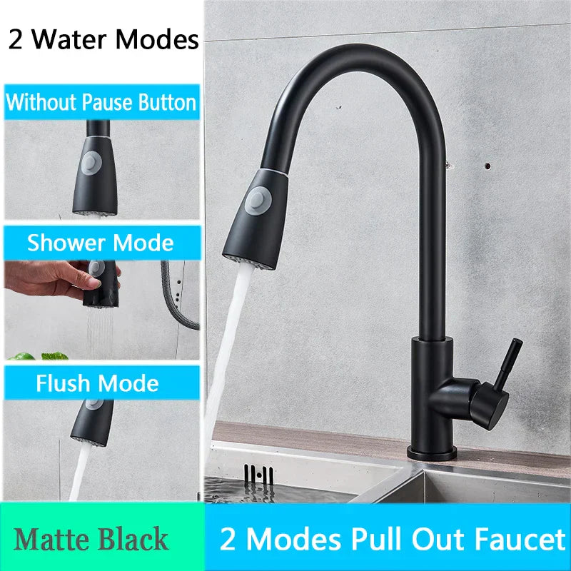 DecorBites™ Brushed Nickel Pull Out Kitchen Faucet with Flexible Stream Sprayer Head
