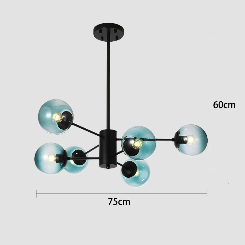 DecorBites™ Black/Gold Glass Pendant Light for Living Room Bedroom Restaurant