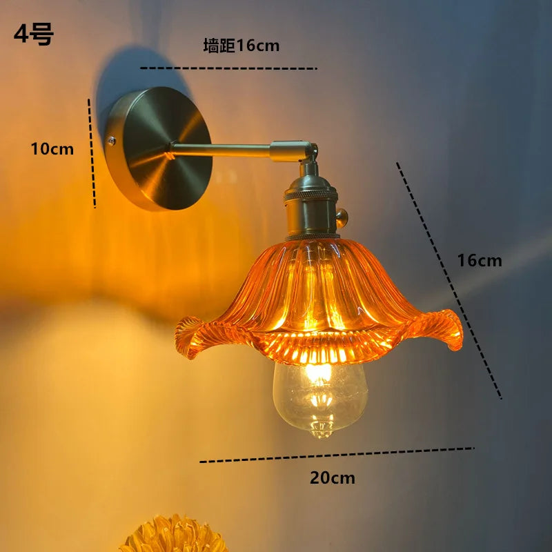 DecorBites™ Amber Glass LED Wall Light Fixtures On/Off Switch Nordic Modern Sconce