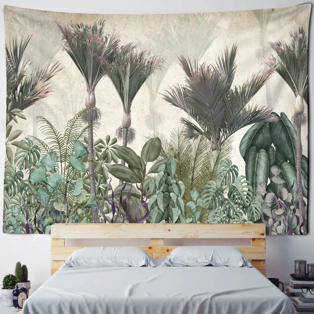 DecorBites™ Banana Tree Tapestry Wall Hanging: Psychedelic Hippie Oil Painting, Tropical Plant Background Boho Decor