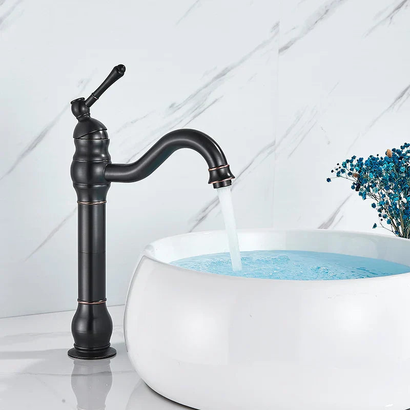 DecorBites™ Brass Basin Faucet with Swivel Spout & Single Handle Deck Mount