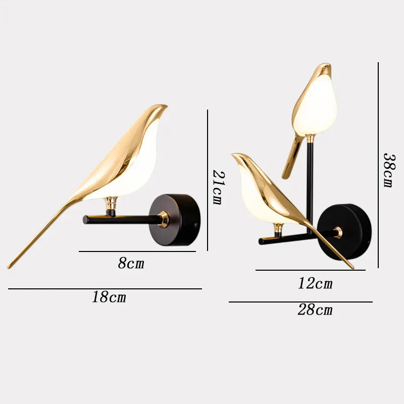DecorBites™ Bird Design Gold Plating LED Wall Sconce for Stylish Home Lighting