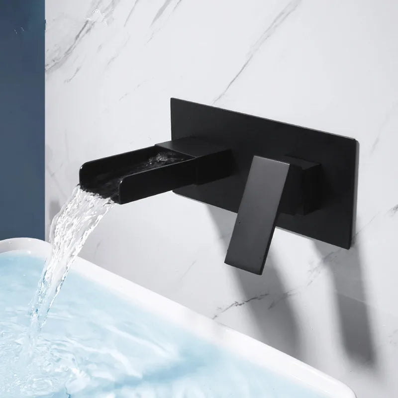 DecorBites™ Blanoir Black Chrome Waterfall Basin Mixer Tap Set