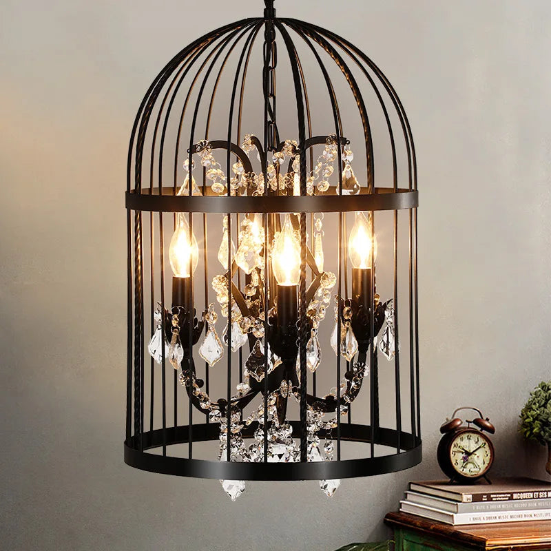 DecorBites™ Crystal Bird Cage Chandelier - Elegant Ceiling Light for Dining Room & Bedroom