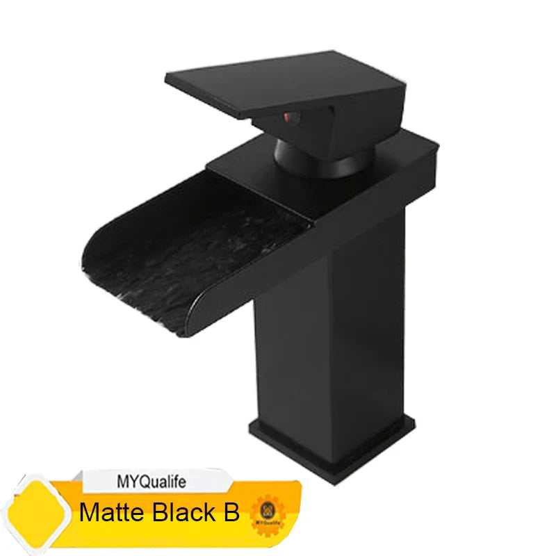 DecorBites™ Black Waterfall Basin Faucet Mixer Tap for Vessel Sinks - Single Hole