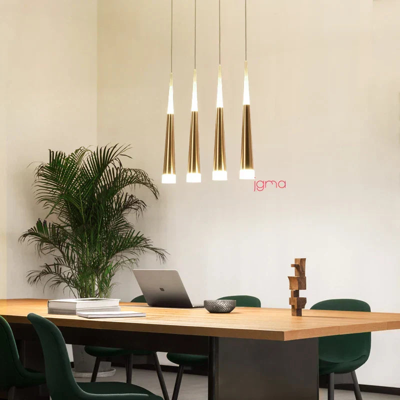 DecorBites™ Conical Tube LED Pendant Lights for Bar Kitchen Island - Black Silver Aluminum