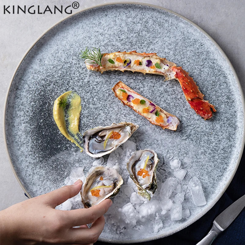DecorBites™ Ceramic Dinner Plate Set - Stone Inspired Design
