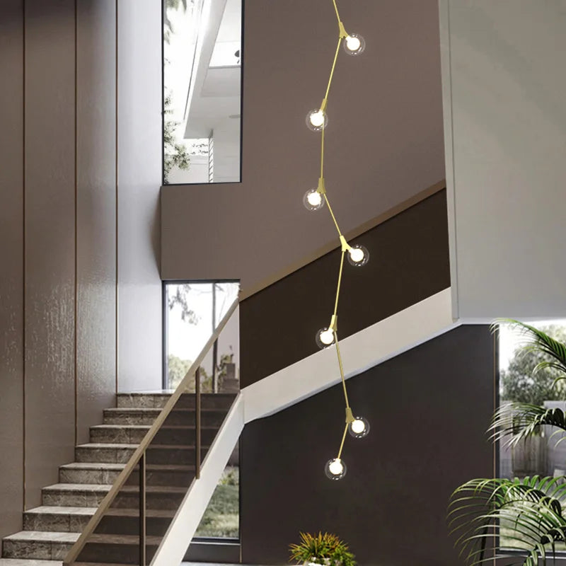 DecorBites™ Glass Ball Chandelier for Villa Hotel Staircase Decor