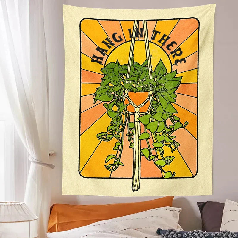 DecorBites™ Botanical Tapestry Wall Hanging for 70s Aesthetic Home Decor