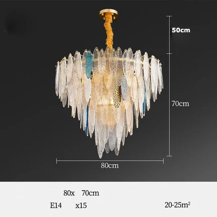 DecorBites™ Art Deco Glass Iron LED Chandelier for Dinning Room